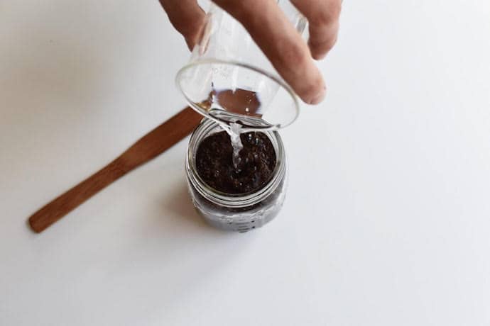 Adding water in a cold brew coffee