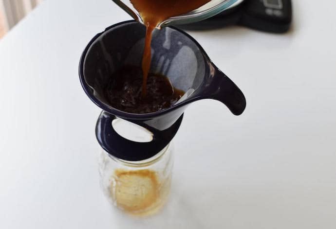 Coffee Pouring into paper filter