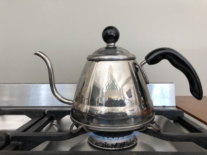 heating the water for pour over