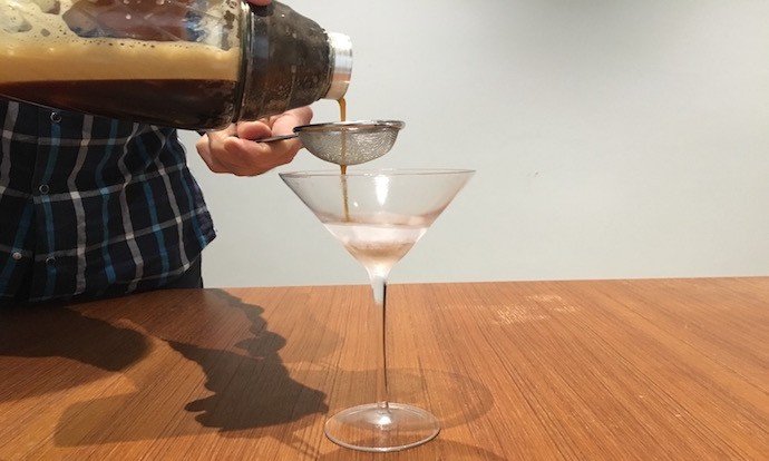process of mixing martini at home