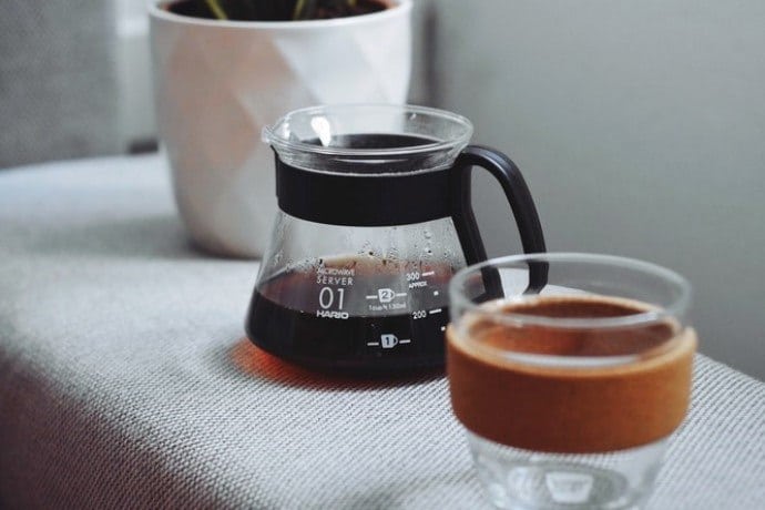 Brewed coffee in a cup