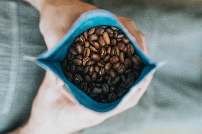 coffee beans in a packet