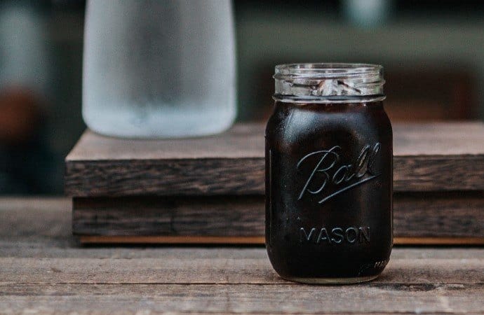 cold brew in a mason jar