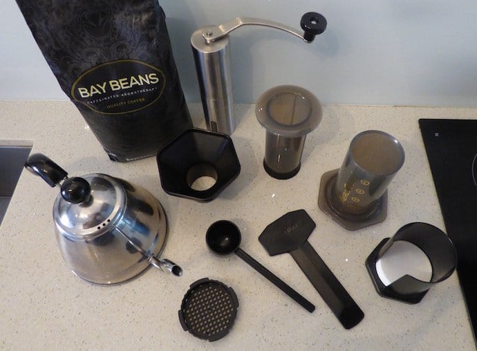Everything you need to make coffee using the inverted aeropress method
