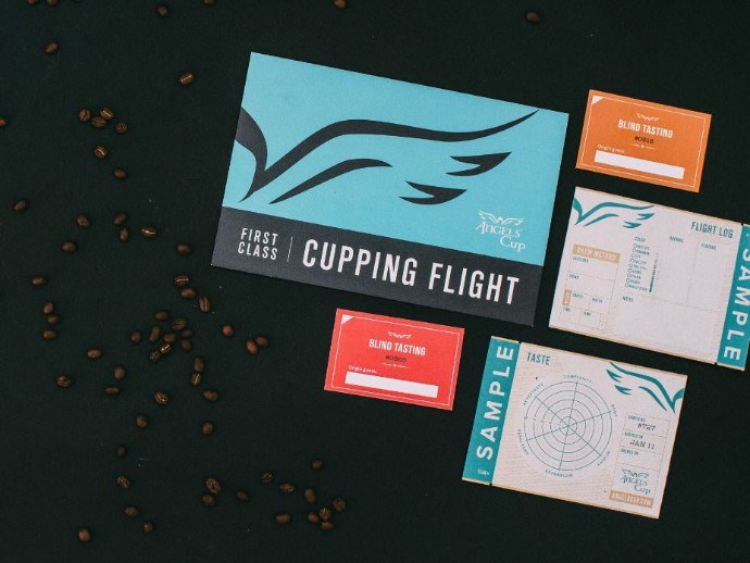 angel's cup coffee subscription cards on a table