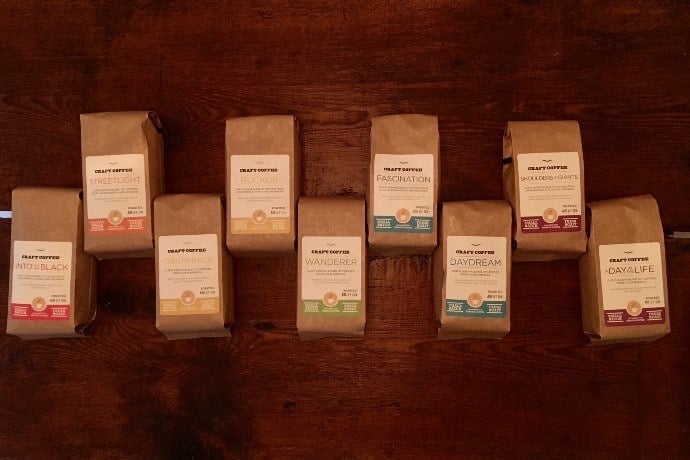 Many bags of Craft Coffee