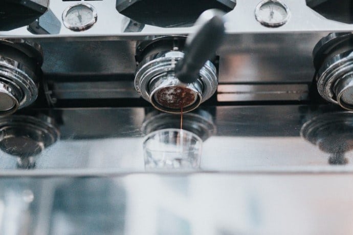 close up view of an espresso machine 