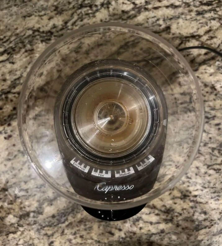 capresso grinder's bean hopper