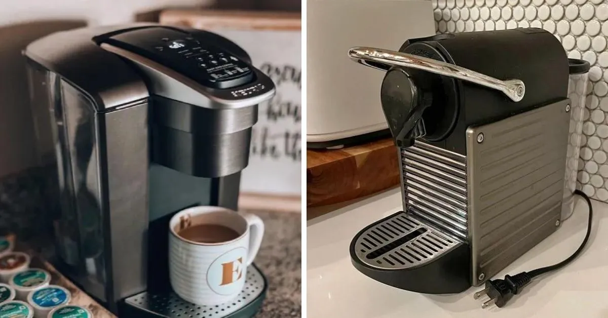 side by side photo of the nespresso vs keurig