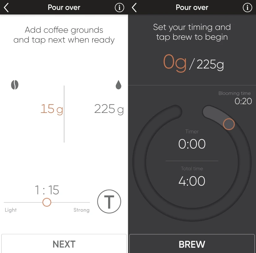 Screenshot from the Goat Story Gina brewing app