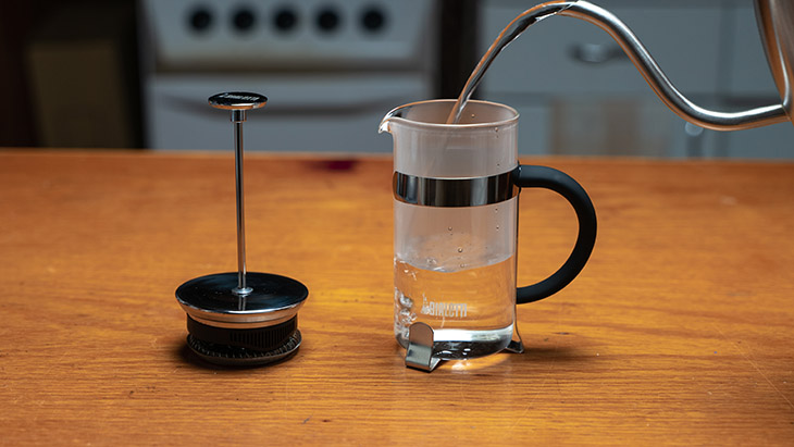 Preheating a french press
