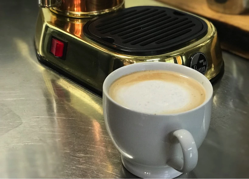 Latte next to the La Pavoni Professional