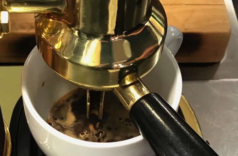 Making an espresso with the La Pavoni Professional