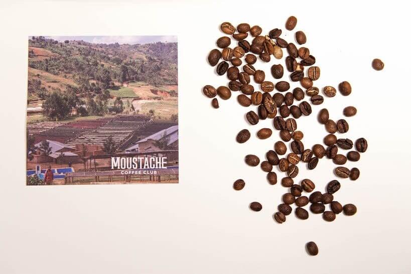 Moustache Coffee Club beans and post card