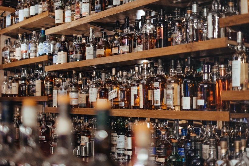SHelf of Alcohol Bottle