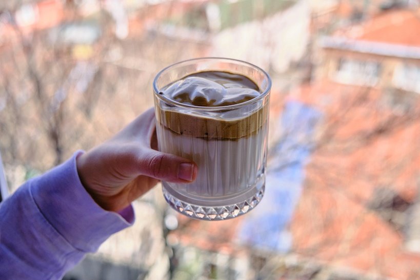 whipped coffee over milk