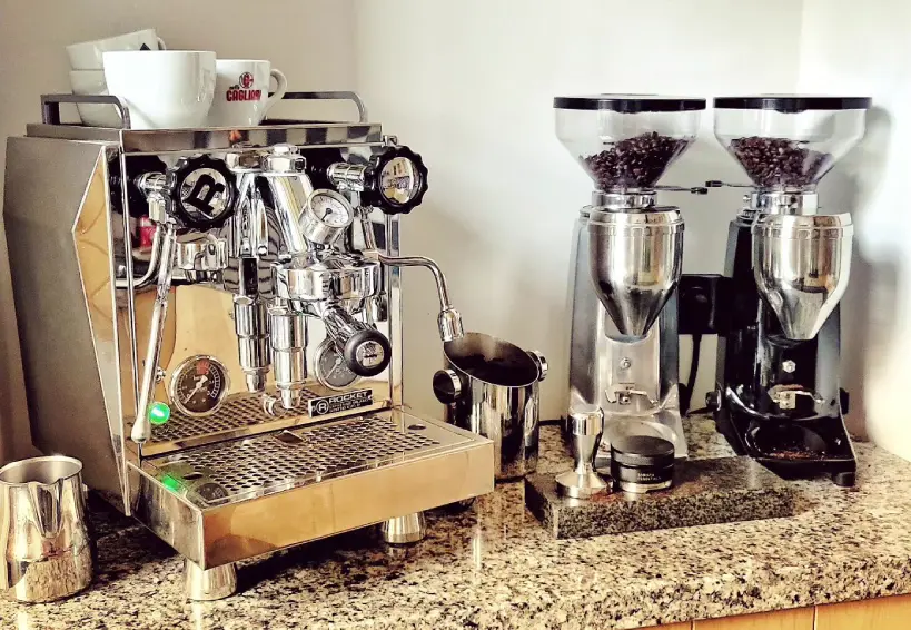 Rocket Giotto Evoluzione with twin professional coffee grinders