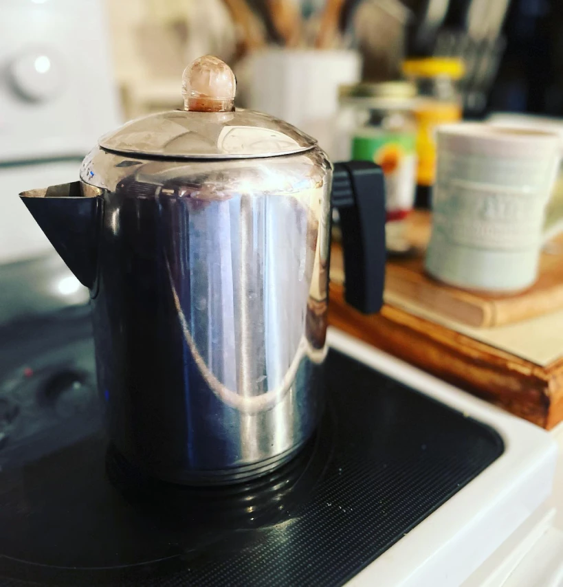 Coffee percolator on stovetop